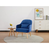 Keira Set of 2 Accent Sofa Arm Chair Fabric Uplholstered Lounge - Dark Blue - Front View
