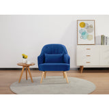Keira Set of 2 Accent Sofa Arm Chair Fabric Uplholstered Lounge - Dark Blue - Side View