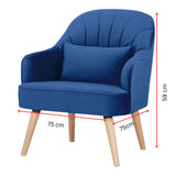 Keira Set of 2 Accent Sofa Arm Chair Fabric Uplholstered Lounge - Dark Blue - Top-Down View