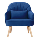 Keira Set of 2 Accent Sofa Arm Chair Fabric Uplholstered Lounge - Dark Blue - 45-Degree Angle