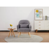 Keira Set of 2 Accent Sofa Arm Chair Fabric Uplholstered Lounge - Mid Grey - Front View