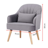 Keira Set of 2 Accent Sofa Arm Chair Fabric Uplholstered Lounge - Mid Grey - Top-Down View