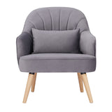 Keira Set of 2 Accent Sofa Arm Chair Fabric Uplholstered Lounge - Mid Grey - 45-Degree Angle