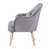 Keira Set of 2 Accent Sofa Arm Chair Fabric Uplholstered Lounge - Mid Grey - Rear View