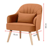 Keira Set of 2 Accent Sofa Arm Chair Fabric Uplholstered Lounge - Orange - Top-Down View