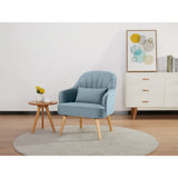 Keira Set of 2 Accent Sofa Arm Chair Fabric Uplholstered Lounge - Light Blue - Side View