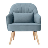 Keira Set of 2 Accent Sofa Arm Chair Fabric Uplholstered Lounge - Light Blue - 45-Degree Angle