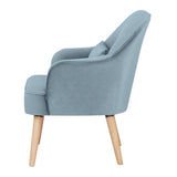 Keira Set of 2 Accent Sofa Arm Chair Fabric Uplholstered Lounge - Light Blue - Rear View