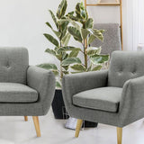 Dane Single Seater Fabric Upholstered Sofa Armchair Set of 2 - Mid Grey - Front View