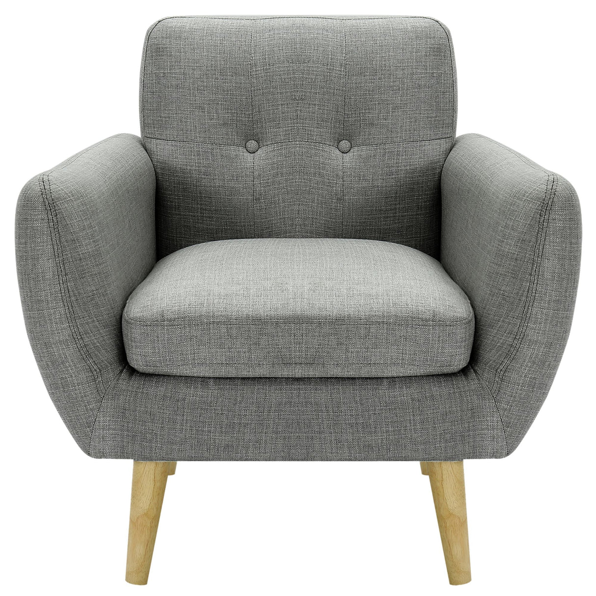 Dane Single Seater Fabric Upholstered Sofa Armchair Set of 2 - Mid Grey