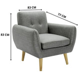 Dane Single Seater Fabric Upholstered Sofa Armchair Set of 2 - Mid Grey - Top-Down View