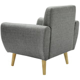 Dane Single Seater Fabric Upholstered Sofa Armchair Set of 2 - Mid Grey - 45-Degree Angle