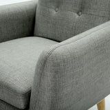 Dane Single Seater Fabric Upholstered Sofa Armchair Set of 2 - Mid Grey - Rear View