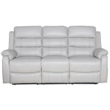 Royal 3pc 5 Seater Leather Electric Recliner Home Theatre Sofa Lounge Set Grey - Front View