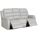 Royal 3pc 5 Seater Leather Electric Recliner Home Theatre Sofa Lounge Set Grey - Side View