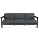 Outie 3 Seater Outdoor Sofa Lounge Aluminium Frame Charcoal - Side View