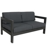 Outie 4pc Set 1+1+2 Seater Outdoor Sofa Lounge Coffee Table Aluminium Charcoal - Top-Down View