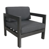 Outie 4pc Set 1+1+3 Seater Outdoor Sofa Lounge Coffee Table Aluminium Charcoal - 45-Degree Angle