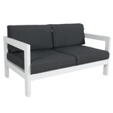 Outie 4pc Set 1+1+2 Seater Outdoor Sofa Lounge Coffee Table Aluminium White - Top-Down View