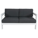 Outie 4pc Set 1+1+2 Seater Outdoor Sofa Lounge Coffee Table Aluminium White - 45-Degree Angle