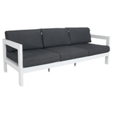Outie 3pc Set 1+1+3 Seater Outdoor Sofa Lounge Aluminium Frame White - Side View