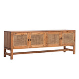 Jasmine ETU Entertainment TV Unit 160cm 4 Door Mindi Wood Rattan - Brown - Rear View