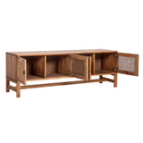 Jasmine ETU Entertainment TV Unit 160cm 4 Door Mindi Wood Rattan - Brown - Low Angle
