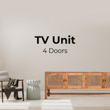 Jasmine ETU Entertainment TV Unit 160cm 4 Door Mindi Wood Rattan - Brown - Front View