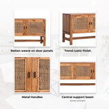 Jasmine ETU Entertainment TV Unit 160cm 4 Door Mindi Wood Rattan - Brown - 45-Degree Angle