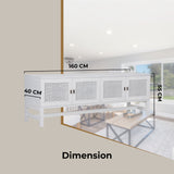 Jasmine ETU Entertainment TV Unit 160cm 4 Door Mindi Wood Rattan - White - Top-Down View
