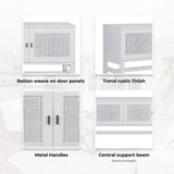 Jasmine ETU Entertainment TV Unit 160cm 4 Door Mindi Wood Rattan - White - Rear View