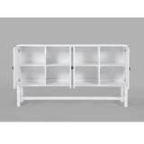Jasmine Sideboard Buffet Table 160cm 4 Door Mindi Wood Rattan - White - Close-Up Angle