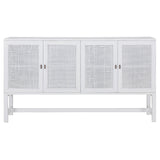 Jasmine Sideboard Buffet Table 160cm 4 Door Mindi Wood Rattan - White - Low Angle