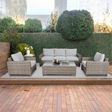 Sophy 131cm Wicker Rattan Outdoor Coffee Table 50cm Side Table Set - Front View