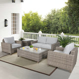 Sophy 131cm Wicker Rattan Outdoor Coffee Table 50cm Side Table Set - Side View