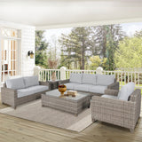Sophy 131cm Wicker Rattan Outdoor Coffee Table 50cm Side Table Set - Top-Down View