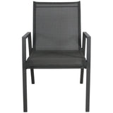 Iberia 6pc Set Aluminium Outdoor Dining Table Chair Charcoal - Side View