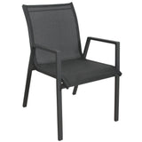 Iberia 6pc Set Aluminium Outdoor Dining Table Chair Charcoal - Top-Down View