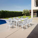 Iberia 6pc Set Aluminium Outdoor Dining Table Chair White - Front View