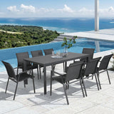 Iberia 13pc 230-345cm Aluminium Outdoor Extensible Dining Table Chair Charcoal - Front View