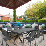 Percy 200cm Outdoor Trestle Dining Table Aluminium Frame Grey - Front View