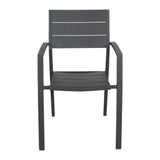 Percy 2pc Set Outdoor Dining Table Chair Aluminium Frame Grey - Side View