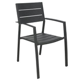 Percy 2pc Set Outdoor Dining Table Chair Aluminium Frame Grey - Top-Down View
