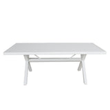 Percy 200cm Outdoor Trestle Dining Table Aluminium Frame White - Side View