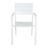 Percy 6pc Set Outdoor Dining Table Chair Aluminium Frame White - Side View
