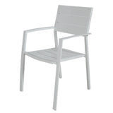 Percy 6pc Set Outdoor Dining Table Chair Aluminium Frame White - Top-Down View
