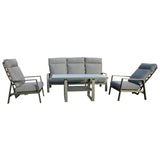 Pearl 4pc Outdoor Sofa Set Coffee Table Chair 3 Seater Lounge - Side View