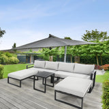 Skye 5pc Outdoor Sofa Set Coffee Side Table Modular Aluminium Frame - Front View