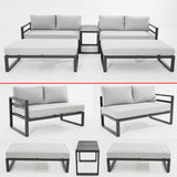 Skye 5pc Outdoor Sofa Set Coffee Side Table Modular Aluminium Frame - Top-Down View