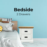Orville Bedside Tables Drawers Storage Cabinet Shelf Side End Table - MultiColor - Front View